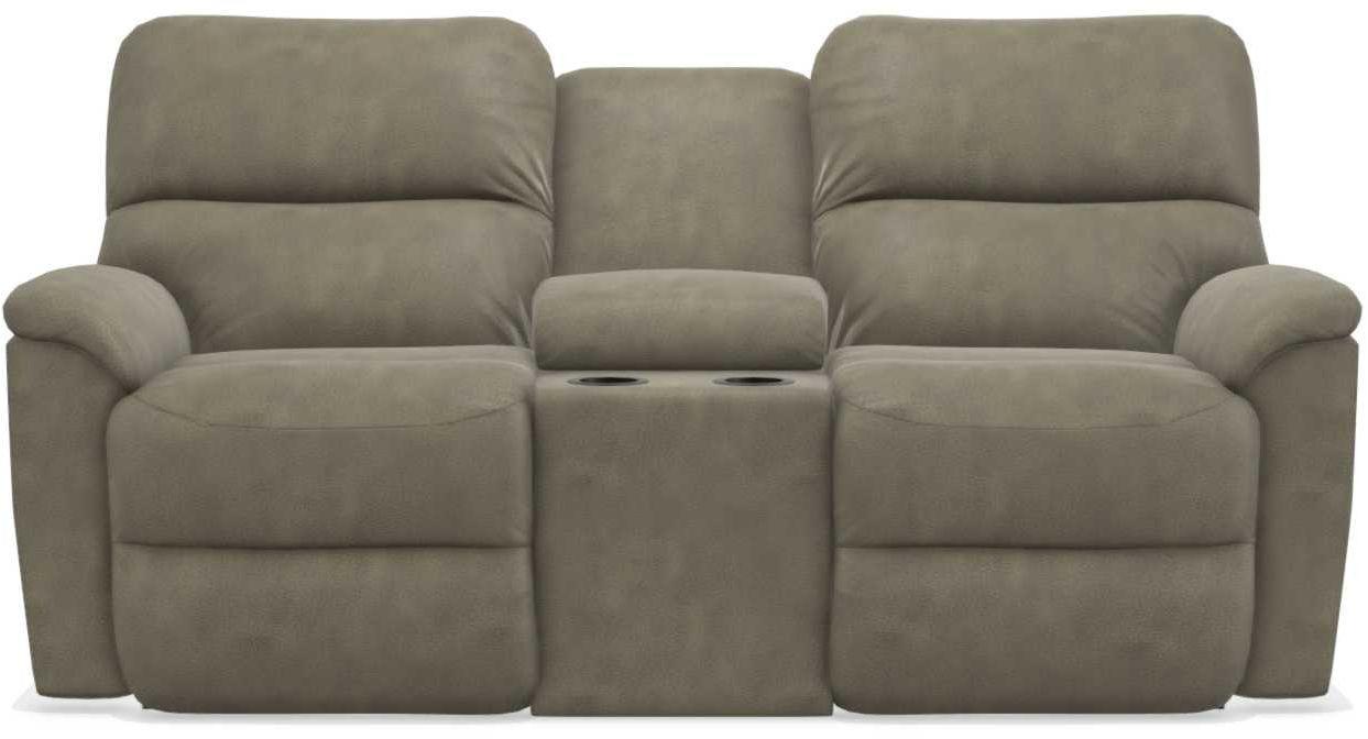 La-Z-Boy Brooks Charcoal Power Reclining Loveseat With Headrest And Console image